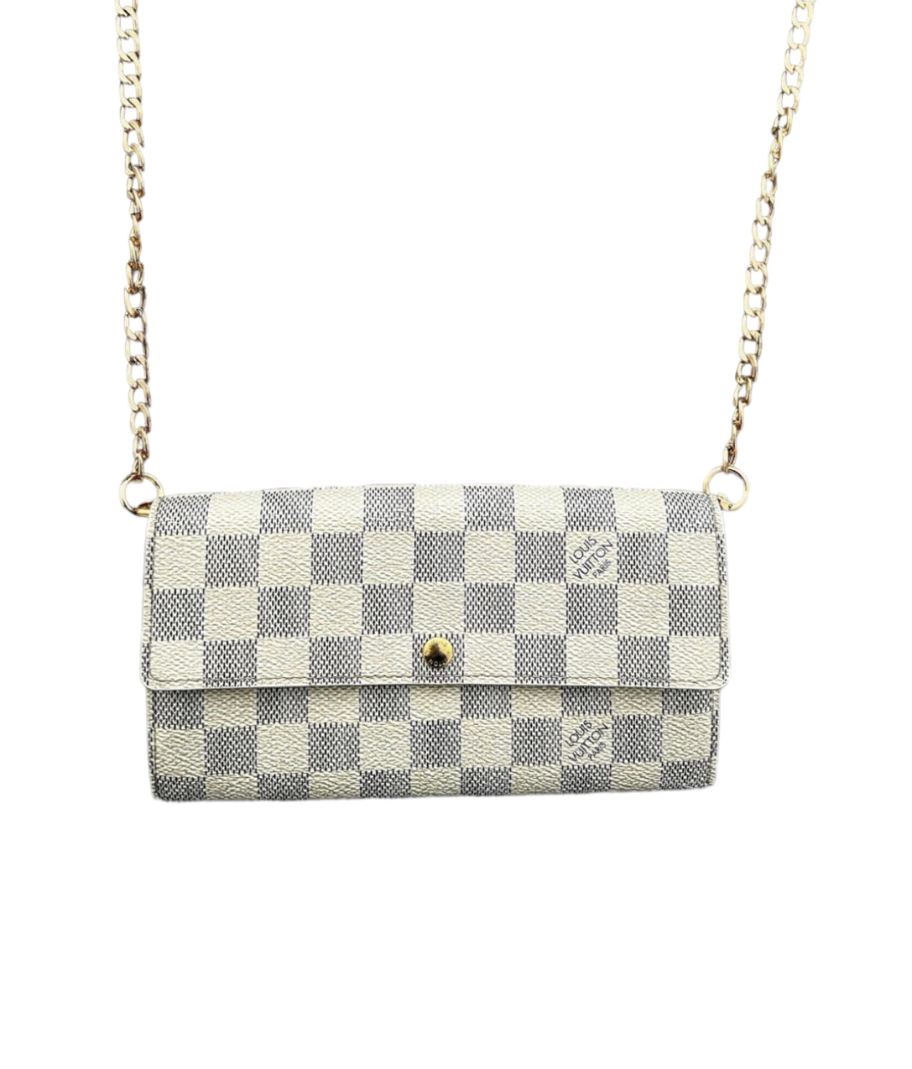 Pre-owned Louis Vuitton Damier Azur Wallet On Chain Crossbody Bag