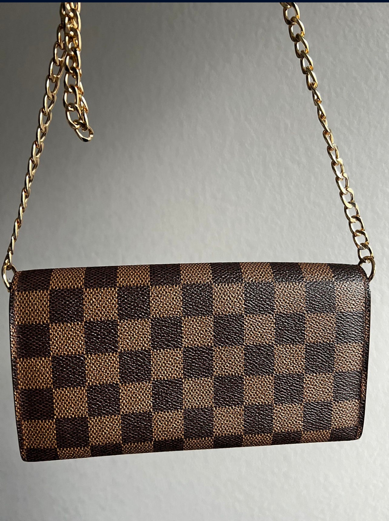 Pre-owned Louis Vuitton Damier Ebene Wallet On Chain Crossbody Bag