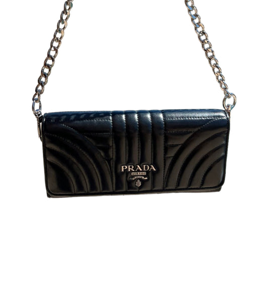 Pre-owned Prada Diagramme Wallet On Chain