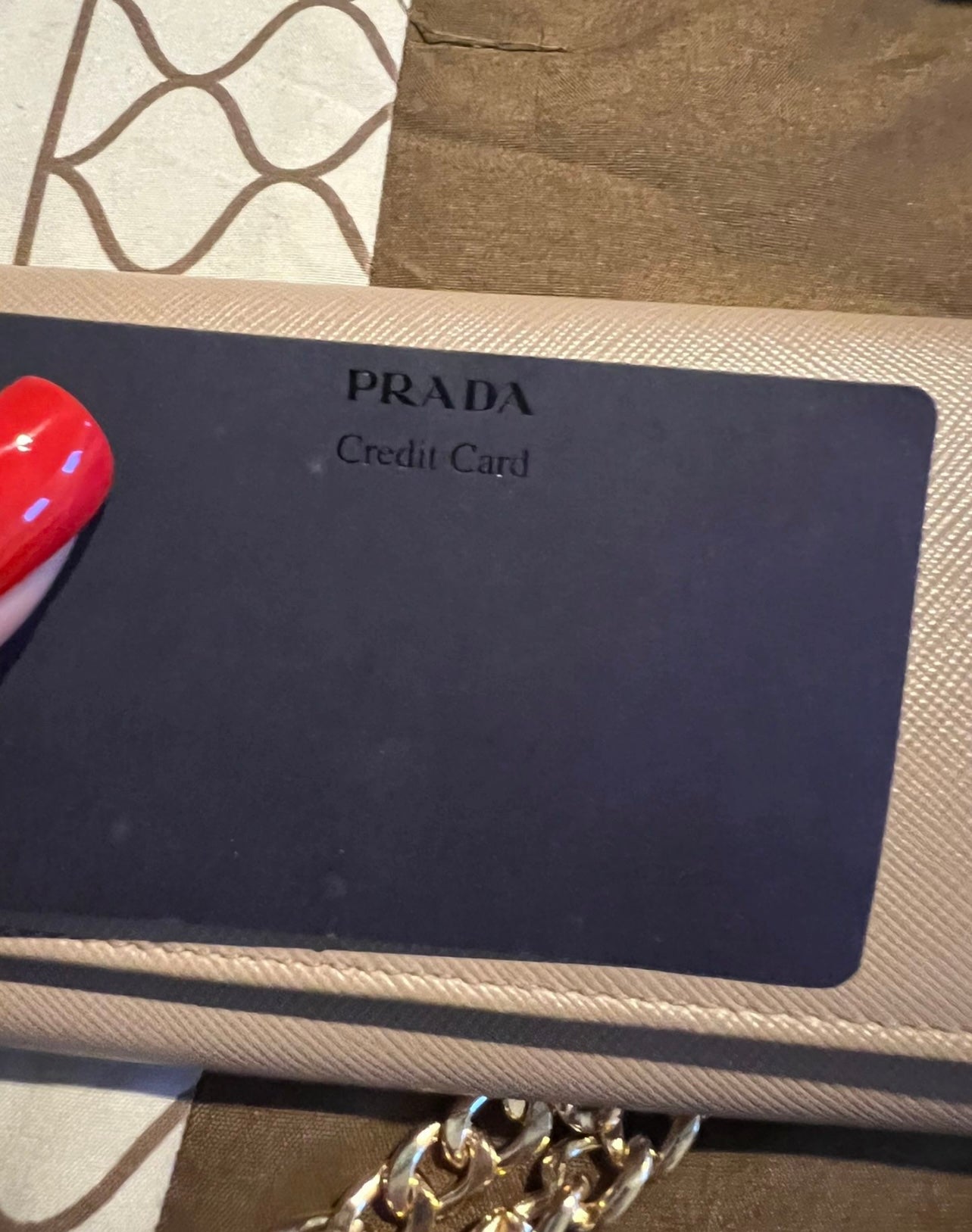 Pre-owned Prada Saffiano Leather Wallet Pn Chain