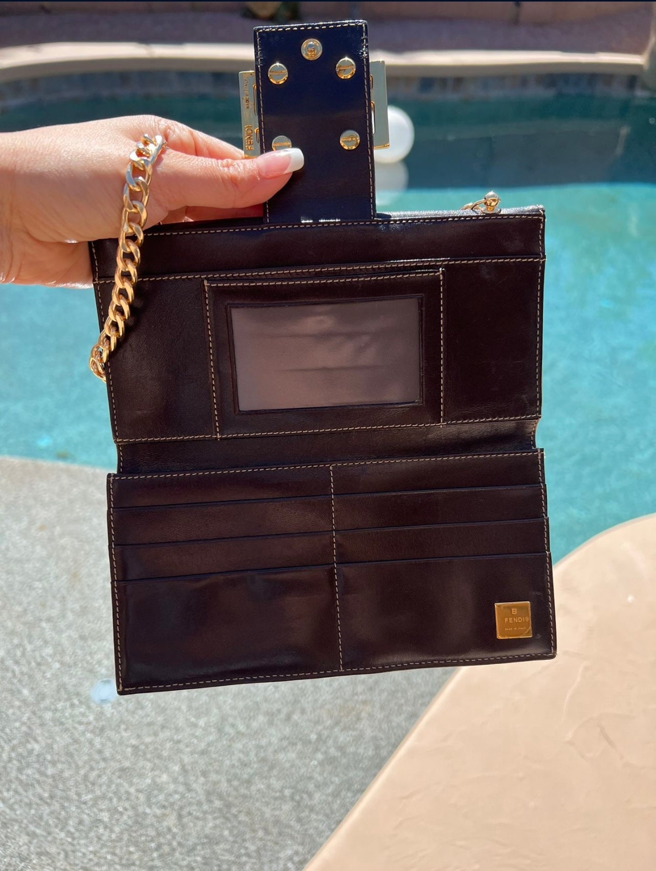 Pre-owned Fendi Zucca Wallet On Chain